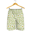 Green Tartan Daisy Pattern Print Men's Shorts