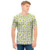 Green Tartan Daisy Pattern Print Men's T-Shirt