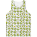 Green Tartan Daisy Pattern Print Men's Tank Top