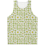 Green Tartan Daisy Pattern Print Men's Tank Top