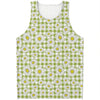 Green Tartan Daisy Pattern Print Men's Tank Top