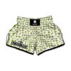 Green Tartan Daisy Pattern Print Muay Thai Boxing Shorts