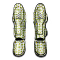 Green Tartan Daisy Pattern Print Muay Thai Shin Guards