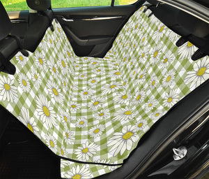 Green Tartan Daisy Pattern Print Pet Car Back Seat Cover