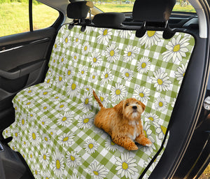 Green Tartan Daisy Pattern Print Pet Car Back Seat Cover