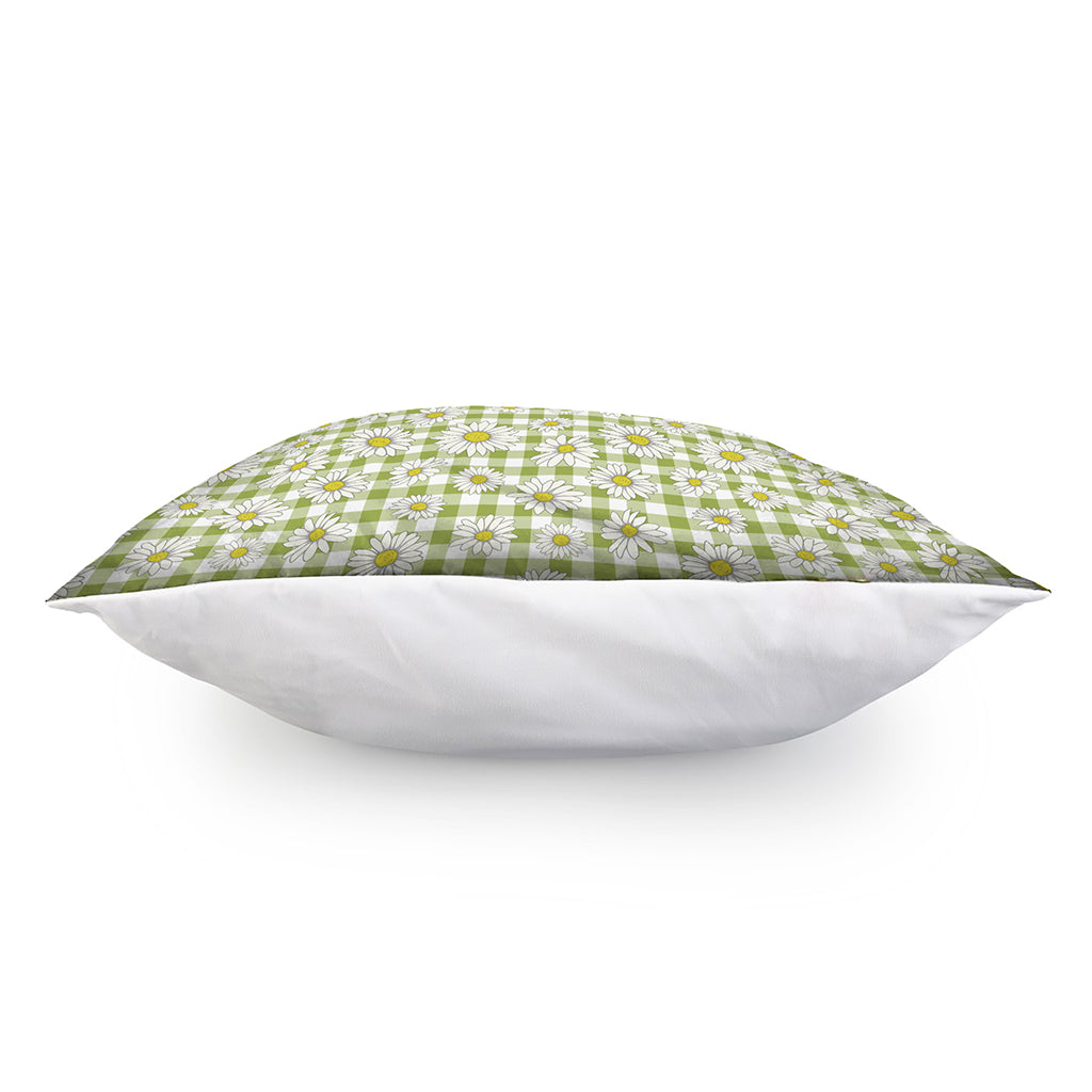 Green Tartan Daisy Pattern Print Pillow Cover