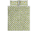 Green Tartan Daisy Pattern Print Quilt Bed Set