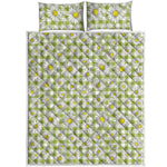 Green Tartan Daisy Pattern Print Quilt Bed Set