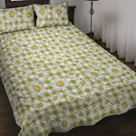 Green Tartan Daisy Pattern Print Quilt Bed Set