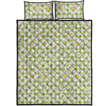 Green Tartan Daisy Pattern Print Quilt Bed Set