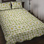 Green Tartan Daisy Pattern Print Quilt Bed Set