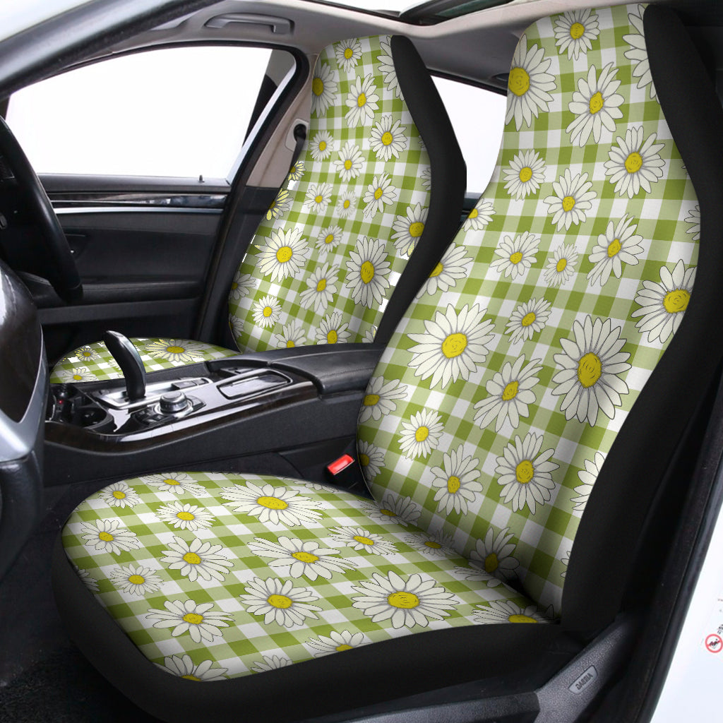 Green Tartan Daisy Pattern Print Universal Fit Car Seat Covers