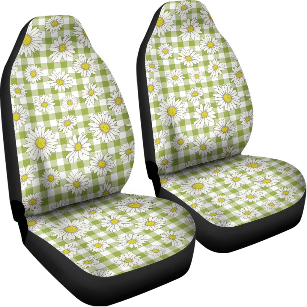 Green Tartan Daisy Pattern Print Universal Fit Car Seat Covers