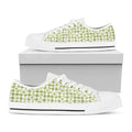 Green Tartan Daisy Pattern Print White Low Top Sneakers