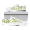 Green Tartan Daisy Pattern Print White Low Top Shoes
