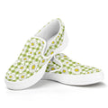 Green Tartan Daisy Pattern Print White Slip On Sneakers