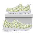 Green Tartan Daisy Pattern Print White Running Shoes