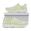 Green Tartan Daisy Pattern Print White Sneakers