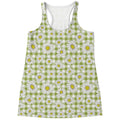 Green Tartan Daisy Pattern Print Women's Racerback Tank Top