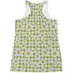Green Tartan Daisy Pattern Print Women's Racerback Tank Top