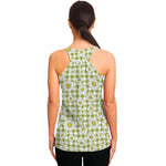Green Tartan Daisy Pattern Print Women's Racerback Tank Top