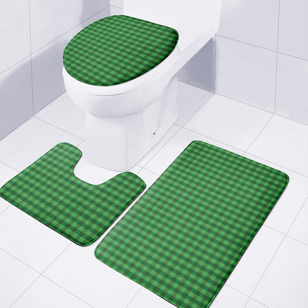 Green Tartan Saint Patrick's Day Print 3 Piece Bath Mat Set