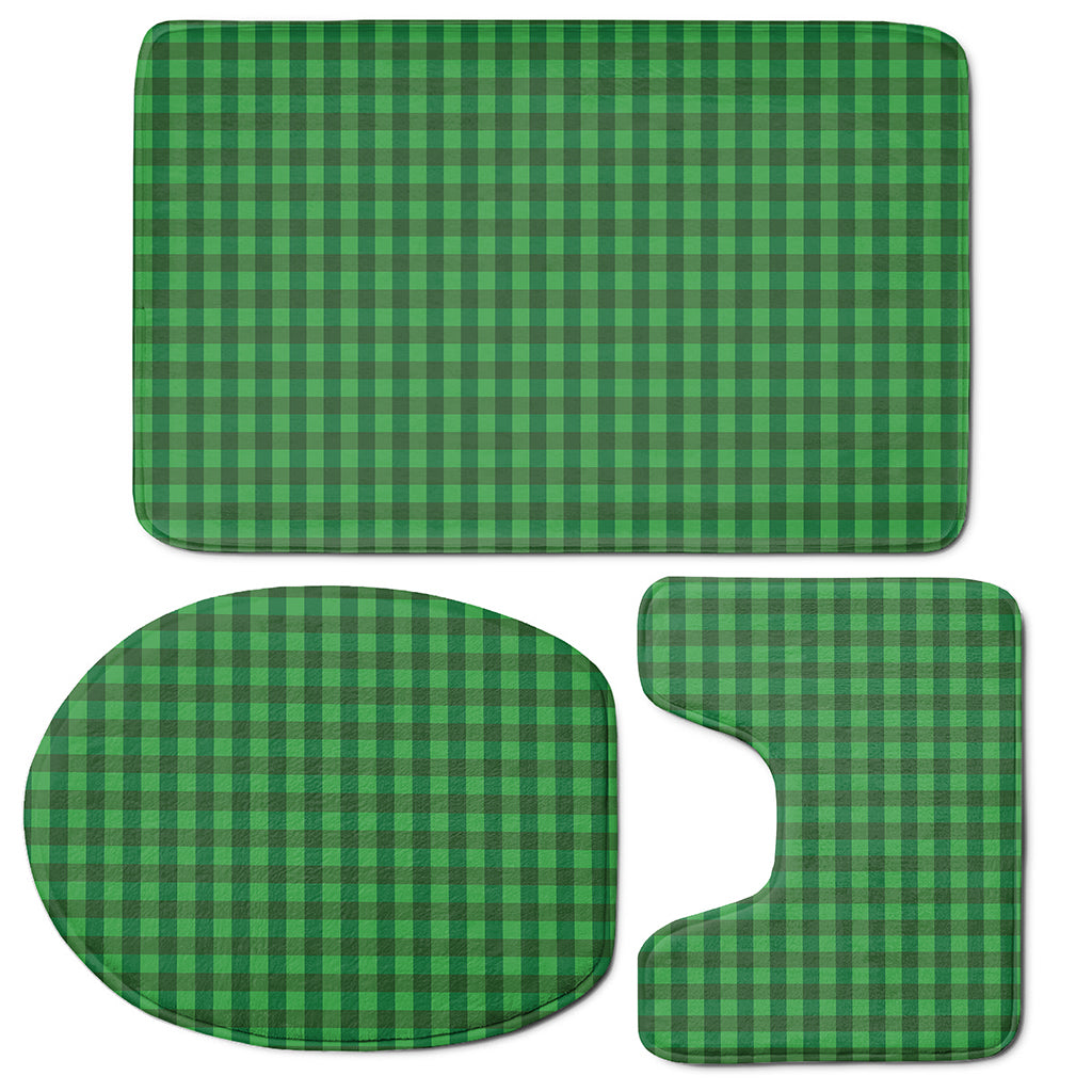 Green Tartan Saint Patrick's Day Print 3 Piece Bath Mat Set