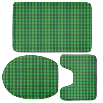 Green Tartan Saint Patrick's Day Print 3 Piece Bath Mat Set