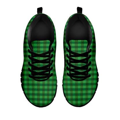 Green Tartan Saint Patrick's Day Print Black Sneakers