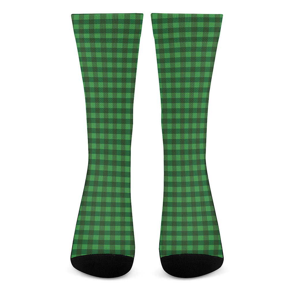 Green Tartan Saint Patrick's Day Print Crew Socks