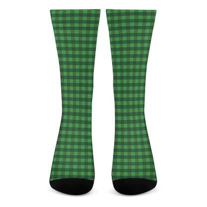 Green Tartan Saint Patrick's Day Print Crew Socks