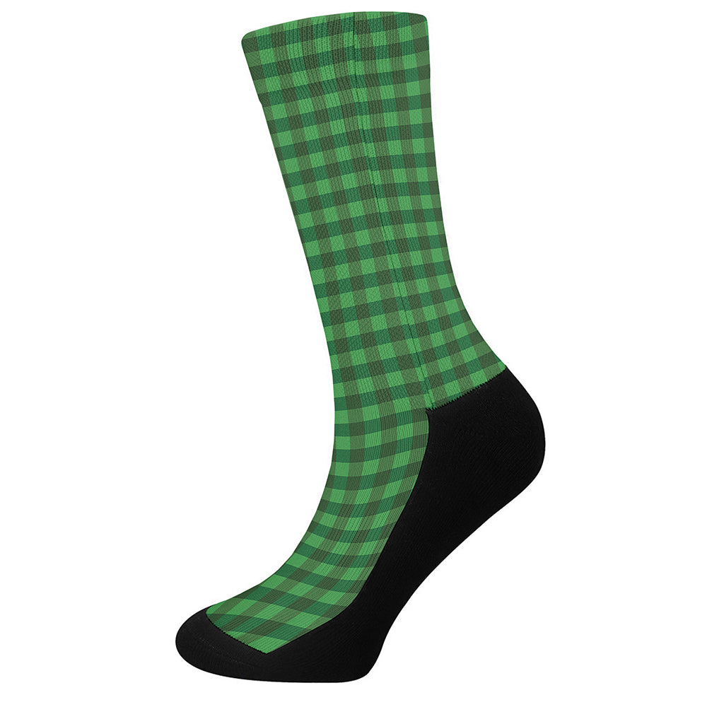 Green Tartan Saint Patrick's Day Print Crew Socks