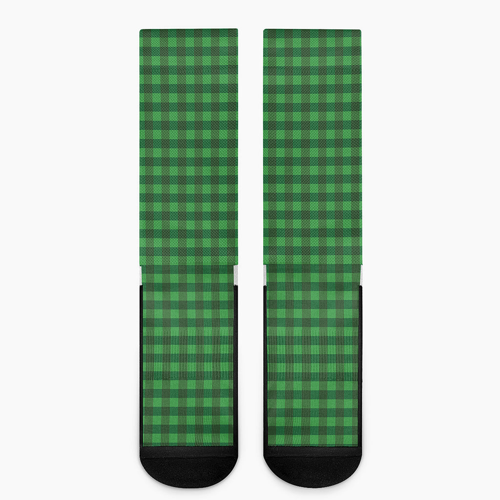 Green Tartan Saint Patrick's Day Print Crew Socks
