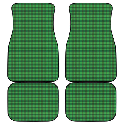 Green Tartan Saint Patrick's Day Print Front and Back Car Floor Mats