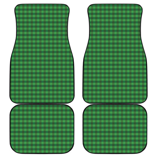 Green Tartan Saint Patrick's Day Print Front and Back Car Floor Mats