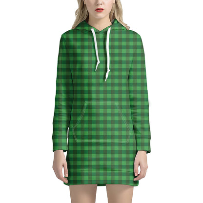 Green Tartan Saint Patrick's Day Print Hoodie Dress