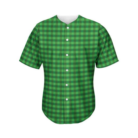 Green Tartan Saint Patrick's Day Print Men's Baseball Jersey