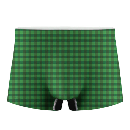 Green Tartan Saint Patrick's Day Print Men's Boxer Briefs