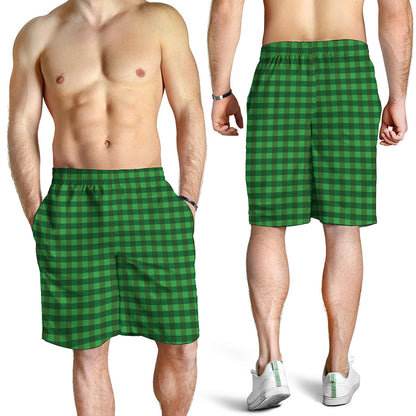 Green Tartan Saint Patrick's Day Print Men's Shorts