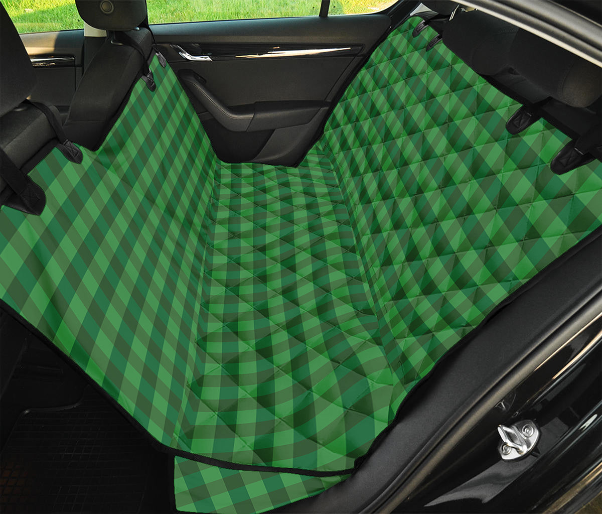 Green Tartan Saint Patrick's Day Print Pet Car Back Seat Cover