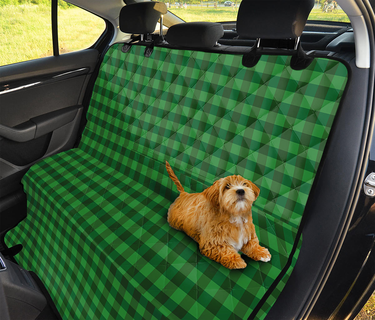 Green Tartan Saint Patrick's Day Print Pet Car Back Seat Cover