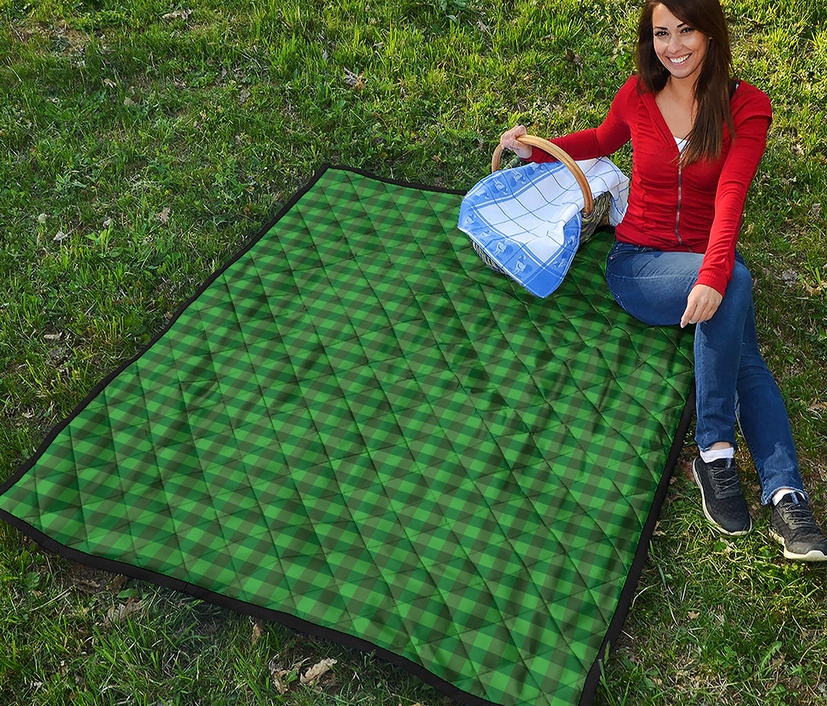 Green Tartan Saint Patrick's Day Print Quilt