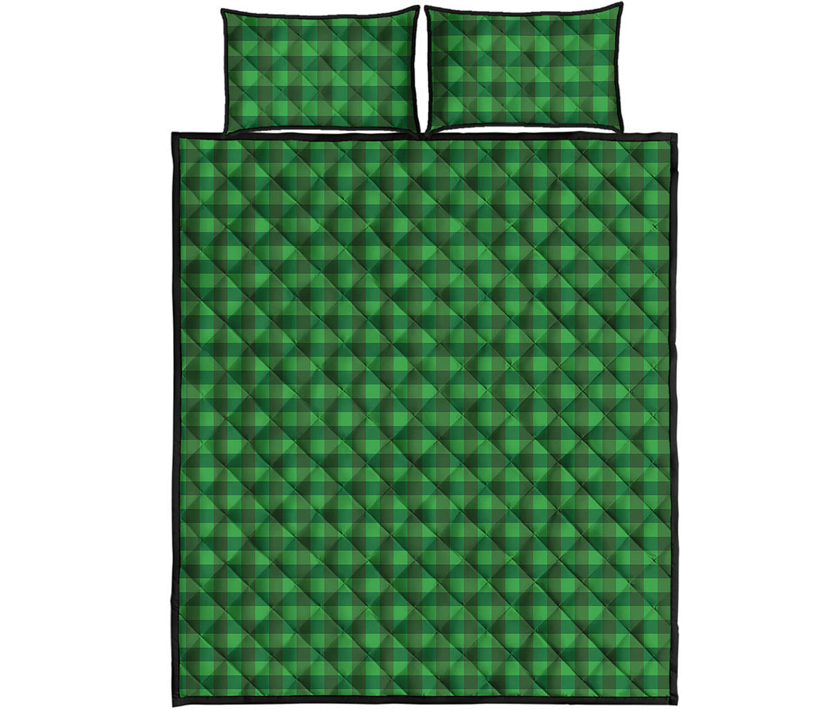 Green Tartan Saint Patrick's Day Print Quilt Bed Set