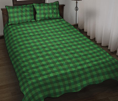 Green Tartan Saint Patrick's Day Print Quilt Bed Set