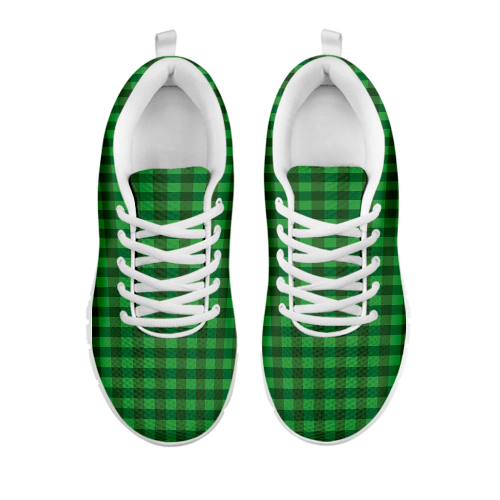 Green Tartan Saint Patrick's Day Print White Sneakers