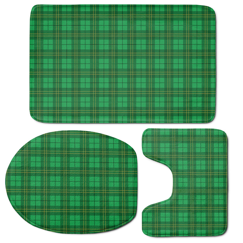 Green Tartan St. Patrick's Day Print 3 Piece Bath Mat Set
