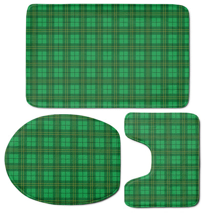 Green Tartan St. Patrick's Day Print 3 Piece Bath Mat Set