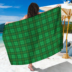 Green Tartan St. Patrick's Day Print Beach Sarong Wrap