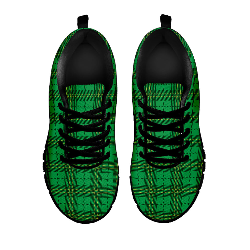 Green Tartan St. Patrick's Day Print Black Sneakers