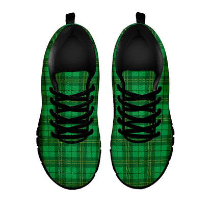 Green Tartan St. Patrick's Day Print Black Sneakers